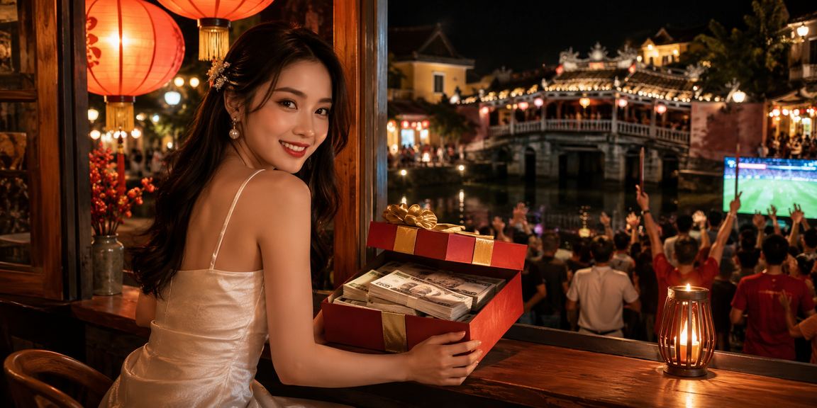 Khách du lịch và người địa phương tại Hội An thưởng thức cà phê trong khi theo dõi kết quả thể thao trực tuyến
